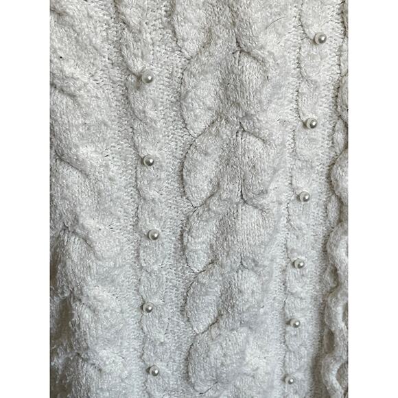 Ann Taylor Cream Sweater Pearl Cable Knit - Picture 6 of 6